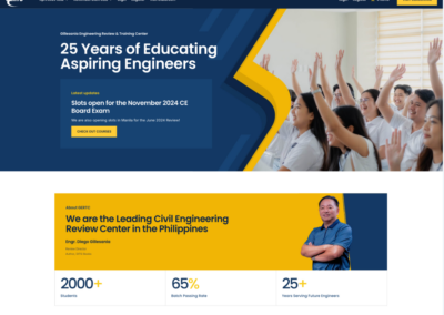 Gillesania Engineering Review and Training Center: Optimizing In-Demand On-Demand Learning for Online Enrollment with New Website + LMS.